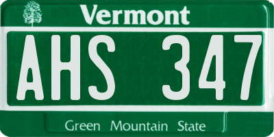 VT license plate AHS347