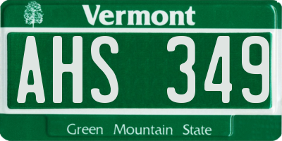 VT license plate AHS349