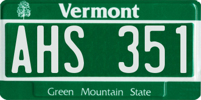 VT license plate AHS351