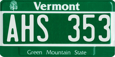 VT license plate AHS353