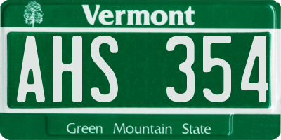 VT license plate AHS354