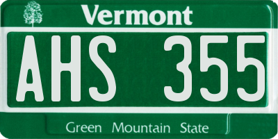 VT license plate AHS355