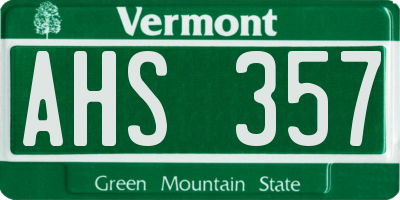 VT license plate AHS357