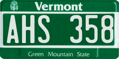 VT license plate AHS358