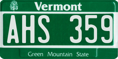 VT license plate AHS359