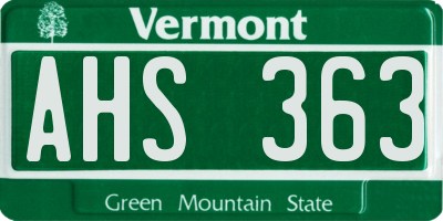 VT license plate AHS363