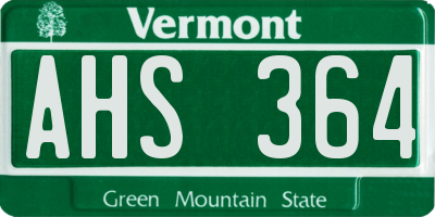 VT license plate AHS364