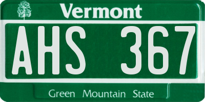VT license plate AHS367