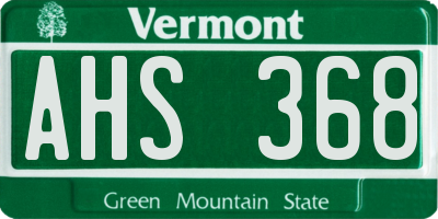 VT license plate AHS368