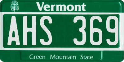 VT license plate AHS369