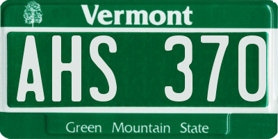 VT license plate AHS370