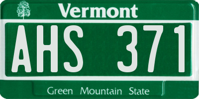 VT license plate AHS371
