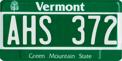 VT license plate AHS372