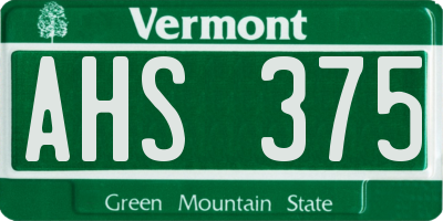 VT license plate AHS375