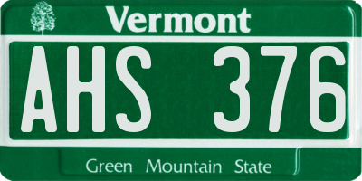 VT license plate AHS376