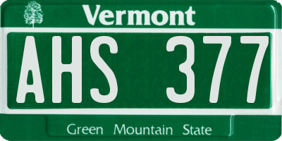 VT license plate AHS377