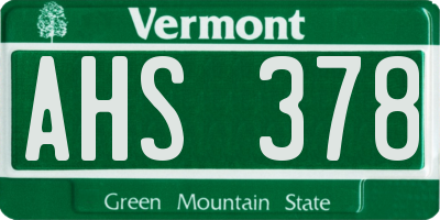 VT license plate AHS378