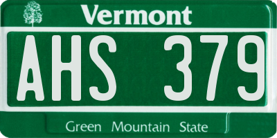 VT license plate AHS379