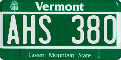 VT license plate AHS380