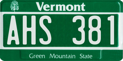 VT license plate AHS381