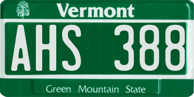 VT license plate AHS388