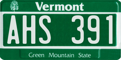 VT license plate AHS391