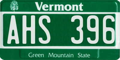 VT license plate AHS396