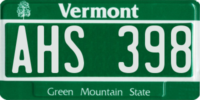VT license plate AHS398