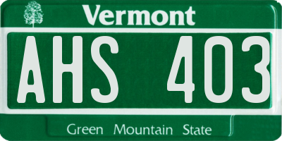 VT license plate AHS403