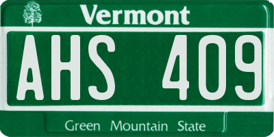 VT license plate AHS409