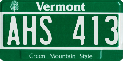 VT license plate AHS413