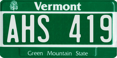 VT license plate AHS419