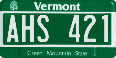VT license plate AHS421