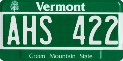 VT license plate AHS422
