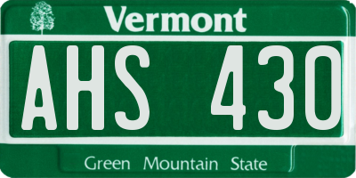 VT license plate AHS430