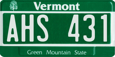 VT license plate AHS431