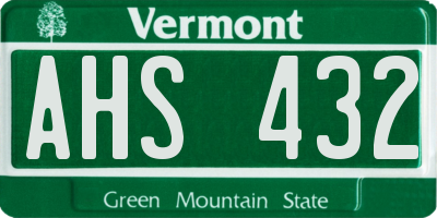 VT license plate AHS432