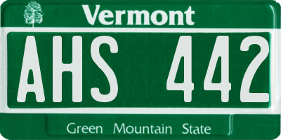 VT license plate AHS442