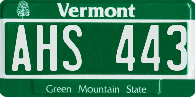 VT license plate AHS443