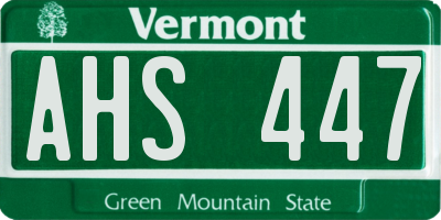 VT license plate AHS447