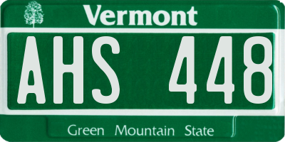 VT license plate AHS448