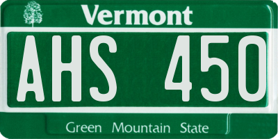 VT license plate AHS450