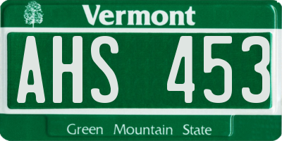 VT license plate AHS453