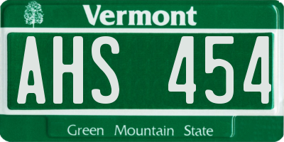 VT license plate AHS454
