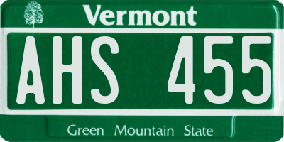 VT license plate AHS455