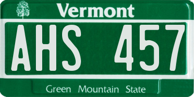 VT license plate AHS457