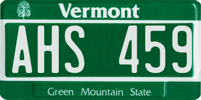 VT license plate AHS459