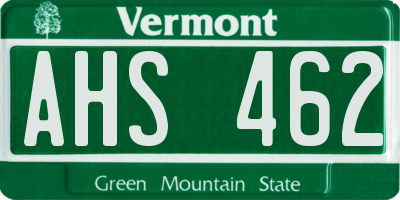 VT license plate AHS462