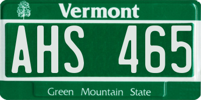 VT license plate AHS465