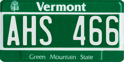 VT license plate AHS466